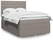 vidaXL Pat box spring cu saltea, gri taupe, 140x200 cm, textil