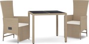 vidaXL Set mobilier de grădină cu perne, 3 piese, bej, poliratan