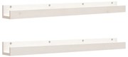 vidaXL Rafturi de perete, 2 buc., alb, 110x12x9 cm, lemn masiv de pin