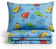 Set pilota si perna din bumbac neted Cars Blue pentru pat 2-8 / 2-12 ani -ASC6427968007461