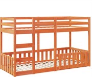 vidaXL Pat supraetajat, maro ceruit, 80x200 cm, lemn masiv de pin