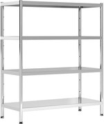 HOMCOM Raft de Depozitare pentru Bucătărie cu 4 Nivele din Oțel Inoxidabil 201 Argintiu | Aosom Romania