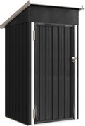 Outsunny Magazie de Grădină 0,74m² din Oțel Galvanizat cu Guri de Aerisire, Magazie cu Ușă Blocabilă, Acoperiș Înclinat, Mănuși, Depozitare Unelte, 107,5x91x185 cm, Gri Închis | Aosom Romania