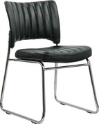 Scaun vizitator negru HRC 613 din piele ecologică și cadru cromat