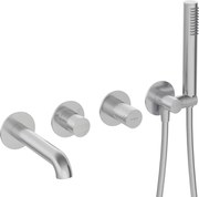 🛁 Baterie pentru cadă SILIA HEXA, 4 orificii, îngropată – Finisaj oțel șlefuit – Cod BHS_F18P