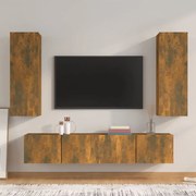 vidaXL Set dulapuri TV, 4 piese, stejar fumuriu, lemn prelucrat