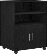 vidaXL Dulap cu raft cu roata cu ușă Stejar Negru 60 x 48 x 74.5 cm