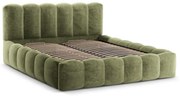 Pat matrimonial verde tapițat cu spațiu de depozitare cu somieră 180x200 cm Lupine – Micadoni Home
