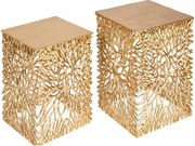 Set de 2 masute laterale Leaf auriu