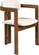 Scaun dining material textil alb-galbui si lemn Off-white