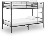 vidaXL Pat supraetajat, negru, 90 x 200 cm, metal