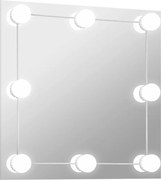 vidaXL Oglindă de perete cu lumini LED, sticlă, pătrată