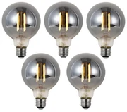 Set 5 becuri Becuri LED inteligente E27 reglabile G95 fumuriu 4.9W 150lm 1800K