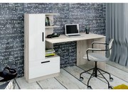 Birou cu biblioteca incorporata Iohi, 150x59 cm, culoare sonoma/alb, pal