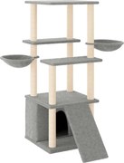 vidaXL Ansamblu pisici, stâlpi din funie sisal, gri deschis, 133 cm