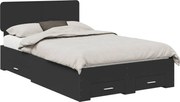 vidaXL Cadru de pat cu headboard Negru 135 x 190 cm Lemn compozit