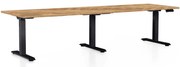 Masă înălțime reglabilă OfficeTech Long, 260 x 80 cm, picioare negre, stejar auriu