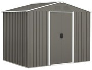 Outsunny Casută de Grădină, Magazie de Exterior pentru Unelte cu 2 Uși Culisante și 4 Prize de Aerisire, 236x174x190 cm, Gri | Aosom Romania