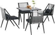Outsunny Set Mobilier de Grădină 5 Piese, Set Masa Exterior pentru Terasă, Masa și Scaune cu Perne, Design Elegant | Aosom Romania