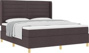 vidaXL Pat cu arcuri cu saltea Maro închis 180 x 200 cm țesătură