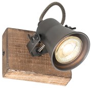 Spotlight rustic negru cu lemn reglabil - Jelle