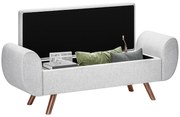 HOMCOM Bancă cu Spațiu de Depozitare cu Cotiere din Țesătură și Lemn 132x42x50 cm Gri | Aosom Romania