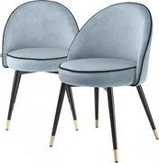 Set de 2 scaune design elegant LUX Cooper, catifea albastra 114304 HZ