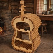 Suport sticle vin din lemn, forma vioara, pentru 5 8 12 28 sticle