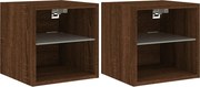 vidaXL Comode TV cu lumini LED, 2 buc., stejar maro, 30x28,5x30 cm
