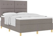 vidaXL Pat cu arcuri cu saltea Gri taupe 140 x 190 cm țesătură