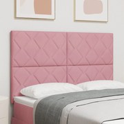 vidaXL Tăblie cap Pe perete Geometric cu headboard Roz 144 cm Catifea
