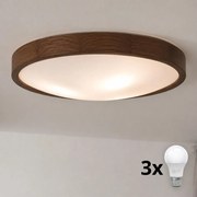 Brilagi - Plafonieră LED CARVALHO SLIM 3xE27/15W/230V, stejar-nuc, diam. 47 cm