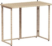 vidaXL Masă pliabilă de grădină bej 90x51x75 cm Poly Ratan
