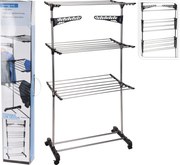 Suport de uscat rufe vertical pliabil cu 3 nivele și roți