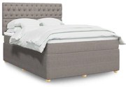 vidaXL Pat box spring cu saltea, gri taupe, 140x200 cm, textil