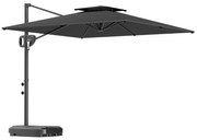 Outsunny Umbrelă de Soare Suspendată cu Parte Superioară Dublă, Mâner cu Manivelă și Înclinare, 247x247x268 cm, Gri | Aosom Romania