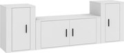 vidaXL Set comodă TV, 3 piese, alb, lemn prelucrat