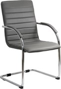 Scaun vizitator ELEGANCE, cadru cromat, piele ecologica, Gri