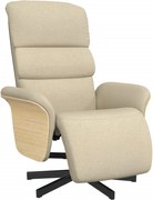 vidaXL Scaun rabatabil cu suport pentru picioare crem material textil