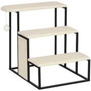 PawHut Scară pentru pisici, cu panou de zgâriere, 3 trepte, minge de joc, robustă, oțel+Sisal, crem+negru, 51 x 54 x 53cm | Aosom Romania