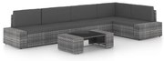 vidaXL Set mobilier de grădină cu perne, 6 piese, gri, poliratan