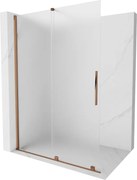 Mexen Velar perete de duș glisant Walk-in 130 x 200 cm, înghețat 8 mm, aur roz - 871-130-000-33-60