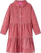 vidaXL Rochie pentru copii cu mâneci lungi din catifea, roz antichizat, 116