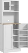 HOMCOM Mobilier Bufet Bucătărie pentru Cuptor cu Microunde cu Rafturi și Suport Condimente Alb | Aosom Romania
