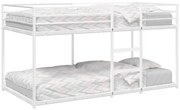 vidaXL Pat supraetajat fără saltea alb 75x190 cm oțel