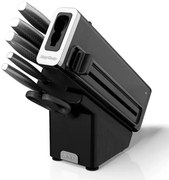 Set cutite cu ascutitor si suport Ninja K62014EUUK, 14 piese, StaySharp, Design ergonomic, Negru/Argintiu