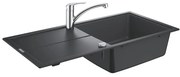 Set chiuveta compozit Grohe K400 60 cm negru si baterie Via