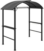 Outsunny Pavilion de grătar, 2 tavane laterale, cârlige, cadru din oțel, 1,1 x 2,3m, Gri închis | Aosom Romania