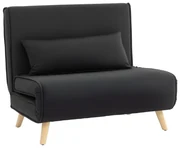 HOMCOM Fotoliu Pat Individual 3 în 1 cu Spătar Reglabil pe 6 Nivele și Pernă, Canapea Pat Pliant, 94x78x80 cm, Negru | Aosom Romania