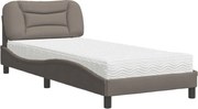 vidaXL Pat cu saltea, Hvar, gri taupe, 90x200 cm, textil